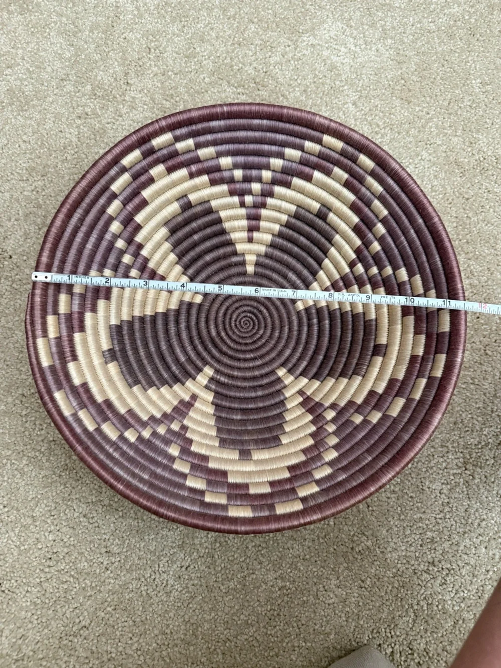 Boho Handwoven Coil Basket vintage purple